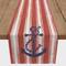 Red Stripes & Anchors Poly Twill Table Runner